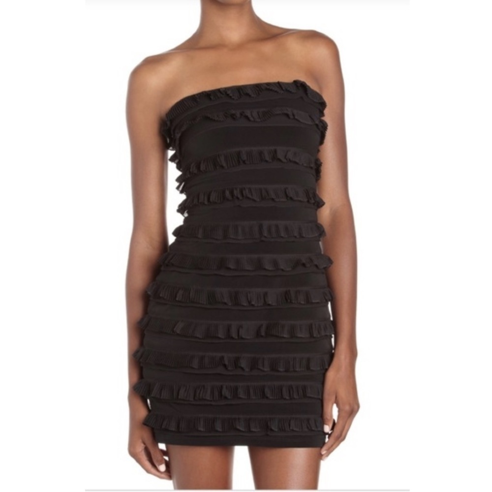 NWT Elizabeth and James Vivienne Tiered Ruffle Strapless Little Black Dress S - Picture 4 of 5